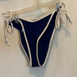AA-412 Aerie NWT Cheekiest‎ Side Tie Ribbed Summer Swim Bikini Bottoms Size L